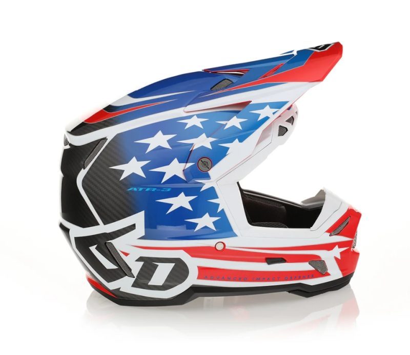 6D MOTOCROSS/ENDURO Model ATR-3 Patriot Gloss Helmet Helmet - Red/White/Blue