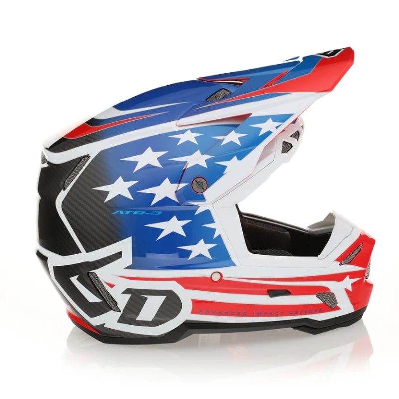 6D MOTOCROSS/ENDURO Model ATR-3 Patriot Gloss Helmet Helmet - Red/White/Blue