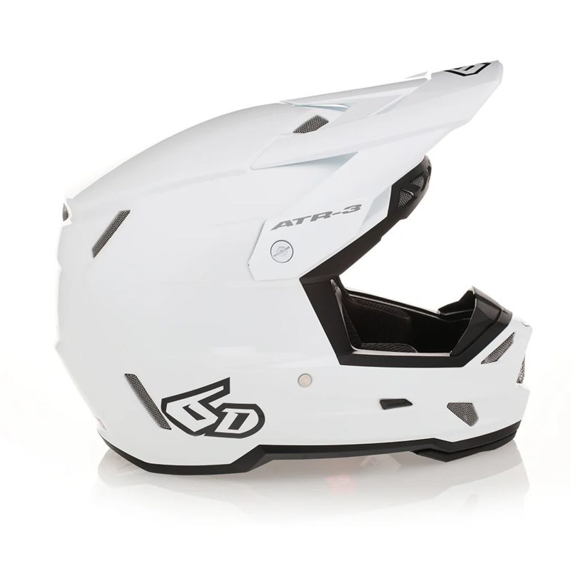 6D MOTOCROSS/ENDURO Model ATR-3 Solid Gloss Helmet Helmet - White/Black