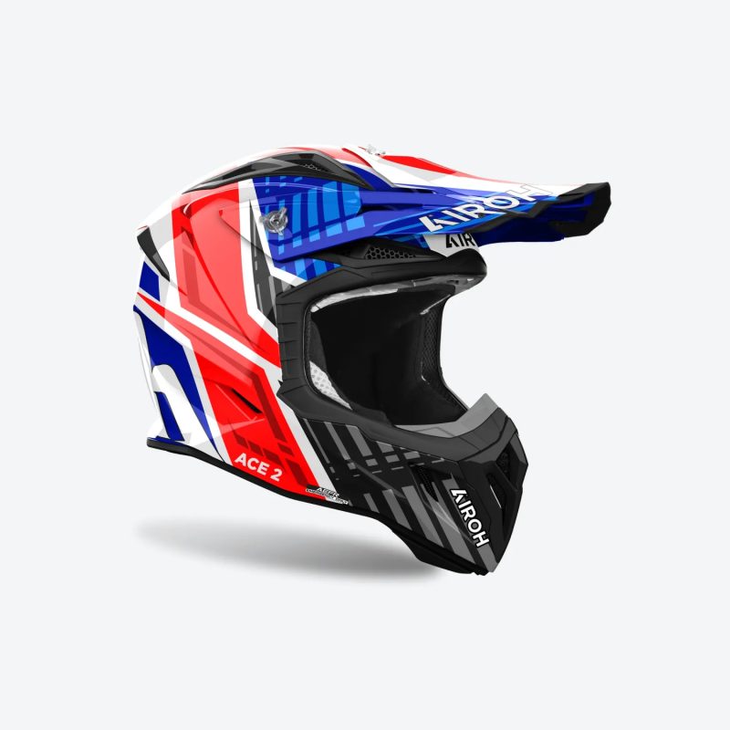 Airoh Cross / Enduro / ATV / QUAD Aviator ACE 2 Proud Helmet - White/Blue/Red