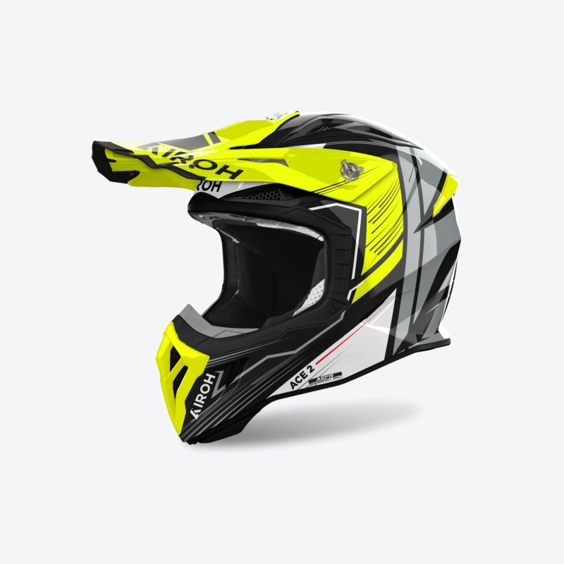 Airoh Cross / Enduro / ATV / QUAD Aviator ACE 2 Engine Helmet - Black/Grey/Fluo Yellow