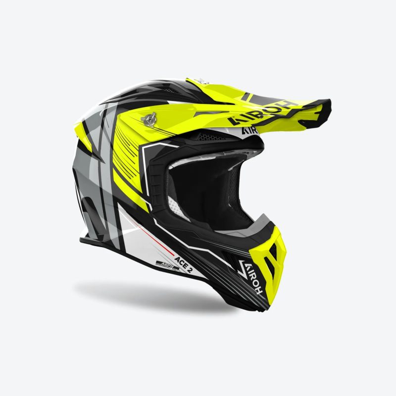 Airoh Cross / Enduro / ATV / QUAD Aviator ACE 2 Engine Helmet - Black/Grey/Fluo Yellow