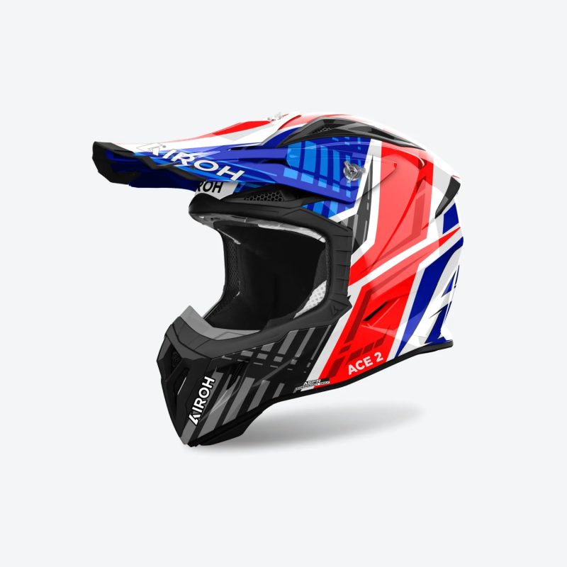 Airoh Cross / Enduro / ATV / QUAD Aviator ACE 2 Proud Helmet - White/Blue/Red