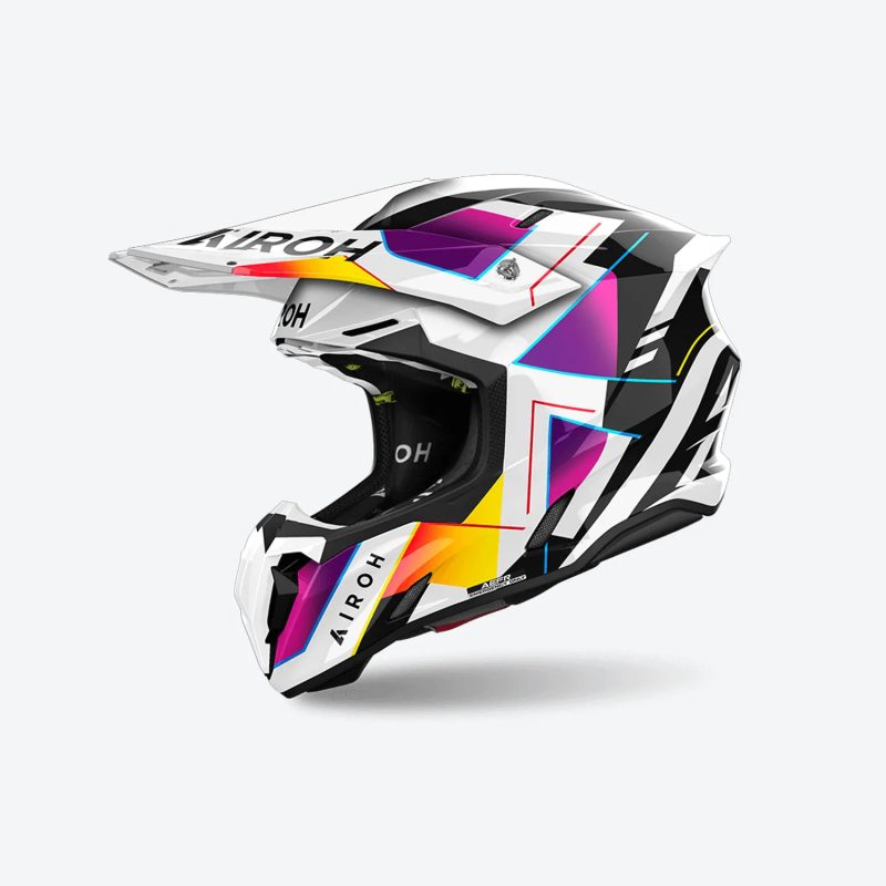 Airoh Cross / Enduro / ATV / QUAD Twist 3 Rainbow Helmet - White/Black/Yellow/Purple