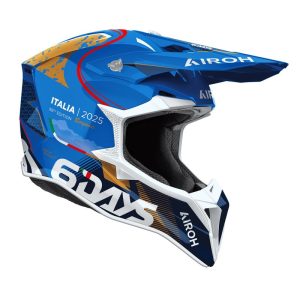 Airoh Cross / Enduro / ATV / QUAD Wraaap 6DAYS Italy 2025 Helmet - Blue/Black/White