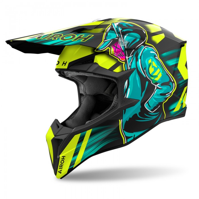 Airoh Cross / Enduro / ATV / QUAD Wraaap Cyber Helmet - Fluo Yellow/Matte Green