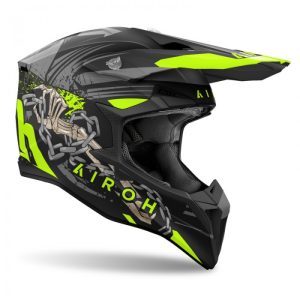 Airoh Cross / Enduro / ATV / QUAD Wraaap Darkness Helmet - Fluo Green/Black/Grey