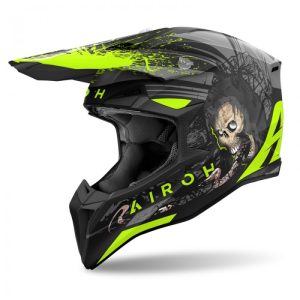 Airoh Cross / Enduro / ATV / QUAD Wraaap Darkness Helmet - Fluo Green/Black/Grey