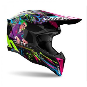 Airoh Cross / Enduro / ATV / QUAD Wraaap Music Helmet - Black/Green/Purple
