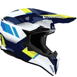 Airoh Cross / Enduro / ATV / QUAD Wraaap Vision Helmet - Fluo Yellow/Blue/White