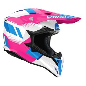 Airoh Cross / Enduro / ATV / QUAD Wraaap Vision Helmet - White/Blue/Pink