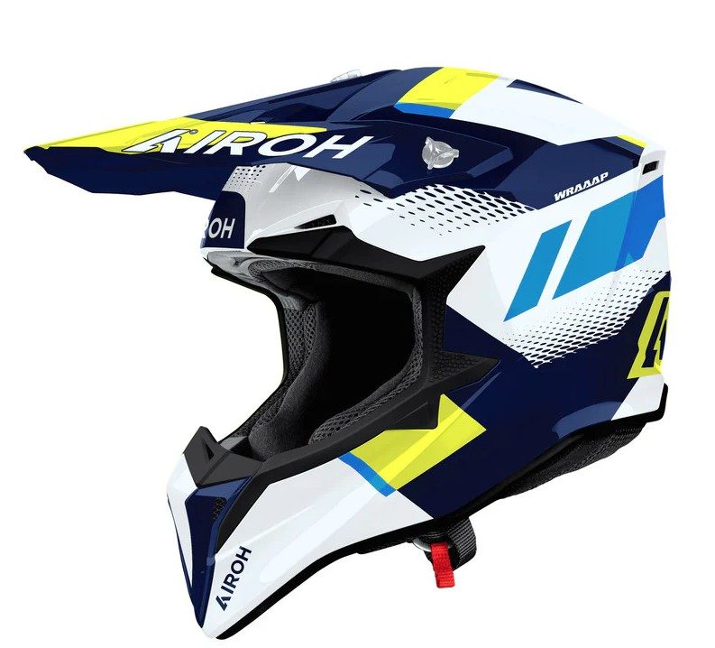 Airoh Cross / Enduro / ATV / QUAD Wraaap Vision Helmet - Fluo Yellow/Blue/White