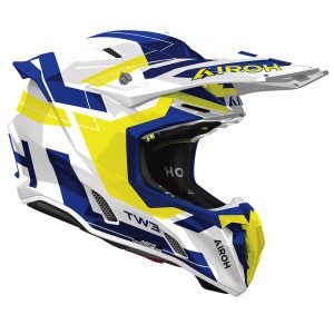 Airoh Cross / Enduro / ATV / QUAD Twist 3 Dynasty BLUE Yellow Gloss Helmet - Yellow/Blue/White