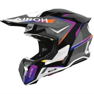 Airoh Cross / Enduro / ATV / QUAD Twist 3 Hustle Gloss Helmet - Black/Purple/White