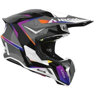 Airoh Cross / Enduro / ATV / QUAD Twist 3 Hustle Gloss Helmet - Black/Purple/White