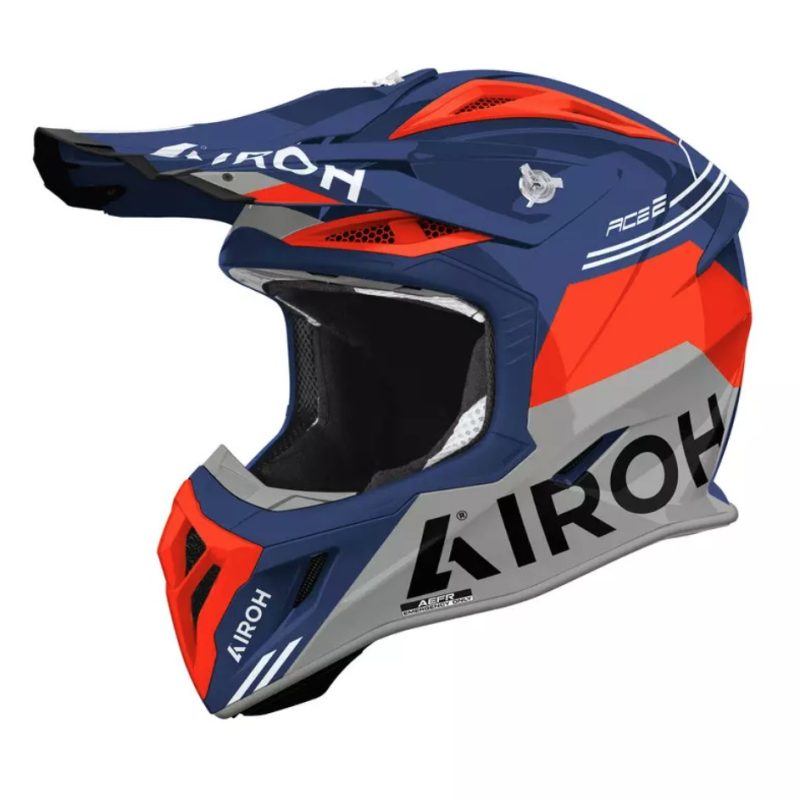 Airoh Cross / Enduro / ATV / QUAD Aviator ACE 2 FURY Cerulean Gloss Helmet - Blue/Grey/Orange
