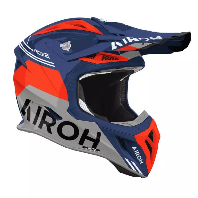 Airoh Cross / Enduro / ATV / QUAD Aviator ACE 2 FURY Cerulean Gloss Helmet - Blue/Grey/Orange