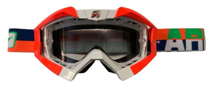 Ariete Riding Crows Basic Goggles - White/Orange/Blue