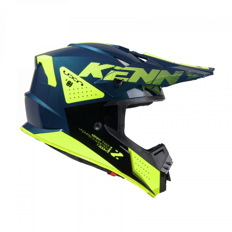 Kenny Racing MOTOCROSS/ENDURO Model Track Graphic ZOOM Petrol Helmet - Blue/Yellow