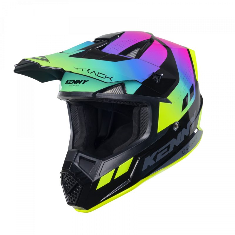 Kenny Racing MOTOCROSS/ENDURO Model Track Graphic NEON Helmet - Black/Green/Pink