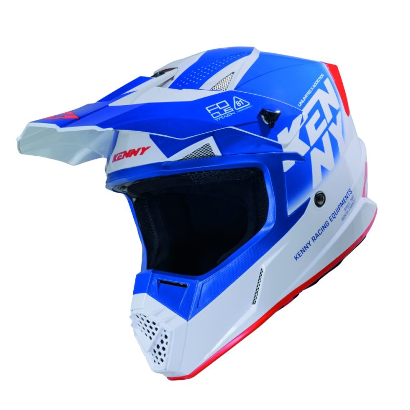 Kenny Racing MOTOCROSS/ENDURO Track Graphic Focus Patriot Helmet - White/Blue/Red