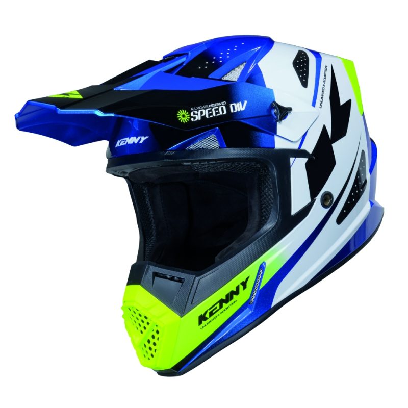 Kenny Racing MOTOCROSS/ENDURO Track Graphic Speed Helmet - Blue/White/Yellow