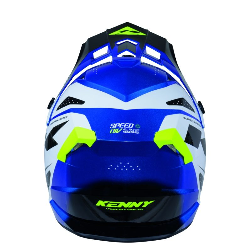 Kenny Racing MOTOCROSS/ENDURO Track Youth Graphic Speed Helmet - Blue/White/Yellow
