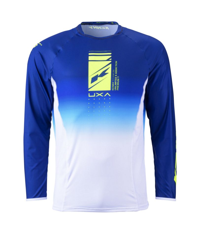 Kenny Racing Motocross JERSEY/ENDURO Model Titanium Premium - Blue/White/Fluo Yellow