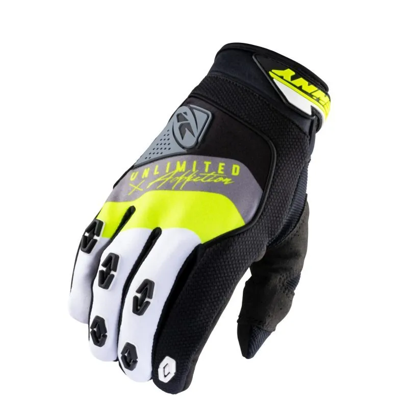Kenny Racing MOTOCROSS/ENDURO Model Safety Gloves - Black/Grey/Fluo Yellow