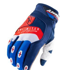 Kenny Racing MOTOCROSS/ENDURO Model Safety NAVY/WHITE/RED Gloves - Blue/White/Fluo Red