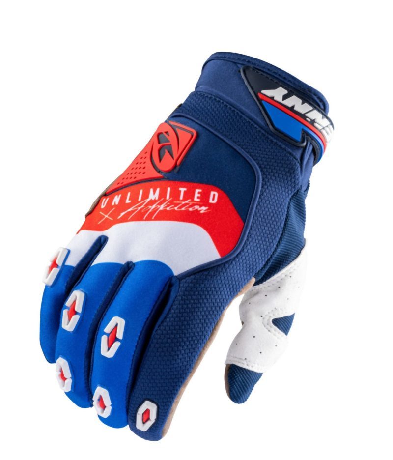 Kenny Racing MOTOCROSS/ENDURO Model Safety NAVY/WHITE/RED Gloves - Blue/White/Fluo Red