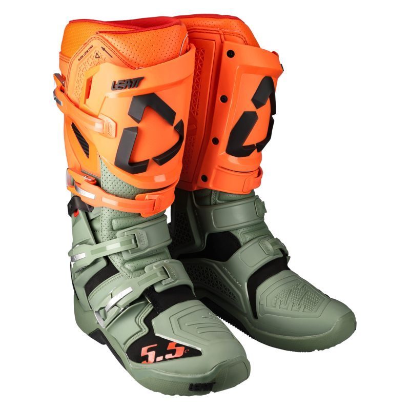 Leatt Cross 5.5 Flexlock Enduro Boots - Green/Orange