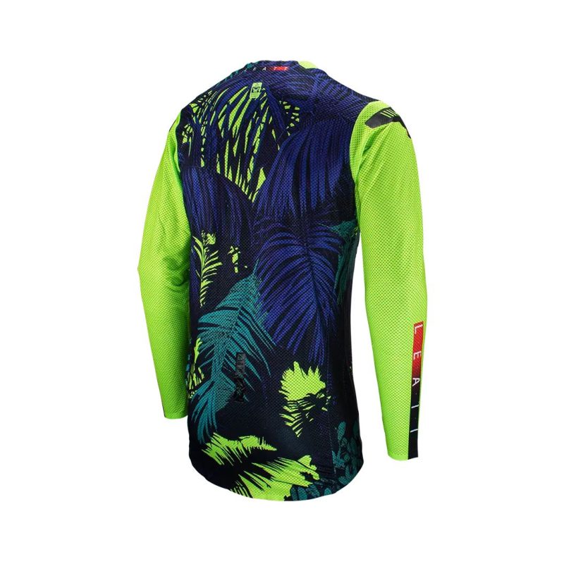 Leatt MOTO 5.5 Ultraweld Jersey Jungle - Black/Navy/Fluo Green
