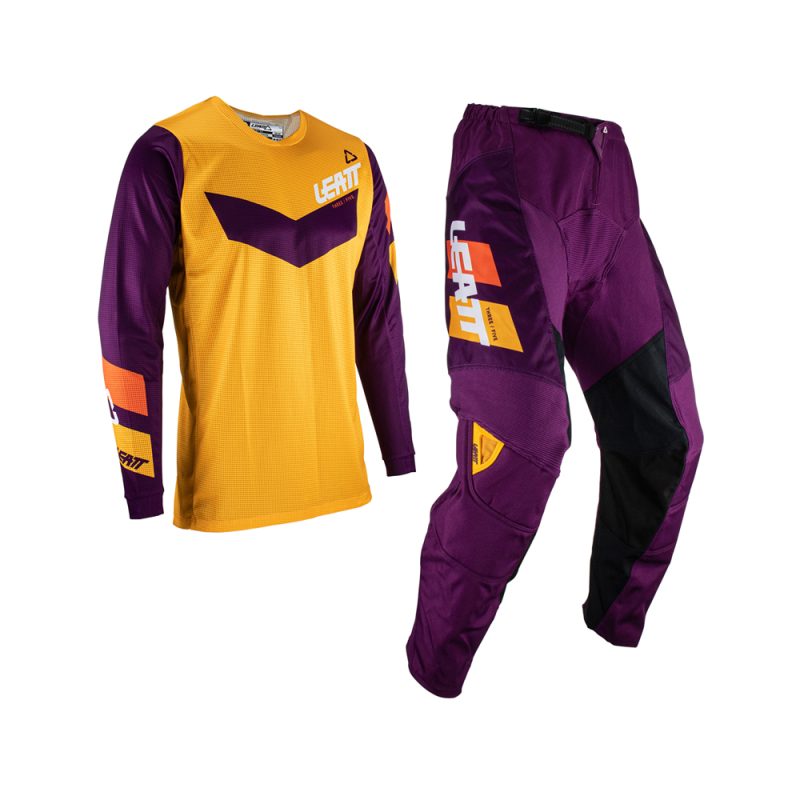 Leatt MOTO RIDE KIT 3.5 Youth Indigo Jersey & Pants SET - Purple/Orange