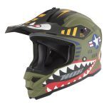NOX Cross / Offroad N761 Fighter Youth Helmet - Matte Green (Khaki)/White/Black