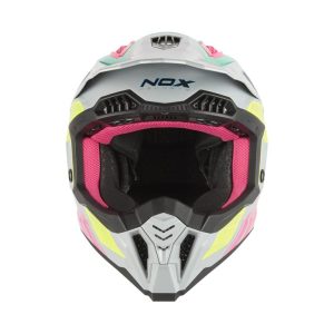 NOX OFF ROAD / Cross N634 Storm Helmet - Grey/Pink/Fluo Yellow