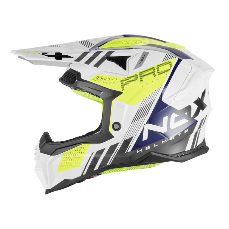 NOX OFF ROAD / Cross N634 Storm Helmet - White/Blue/Fluo Yellow