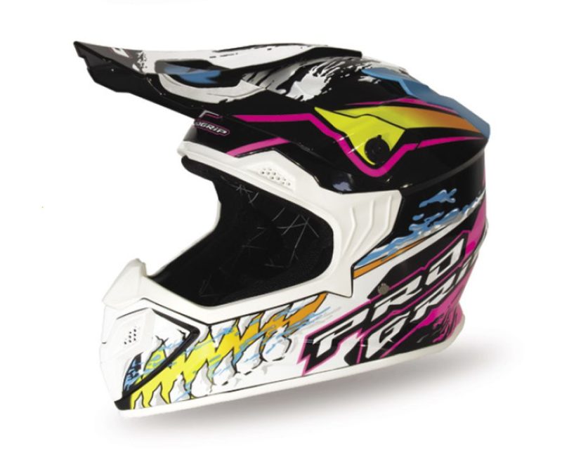 Progrip PG3009 Jurassic Cross Youth Rozm. L 3009-382 Homologacja ECE 22R06, Zapiecie DD Helmet - White/Black/Pink/Seledynowy