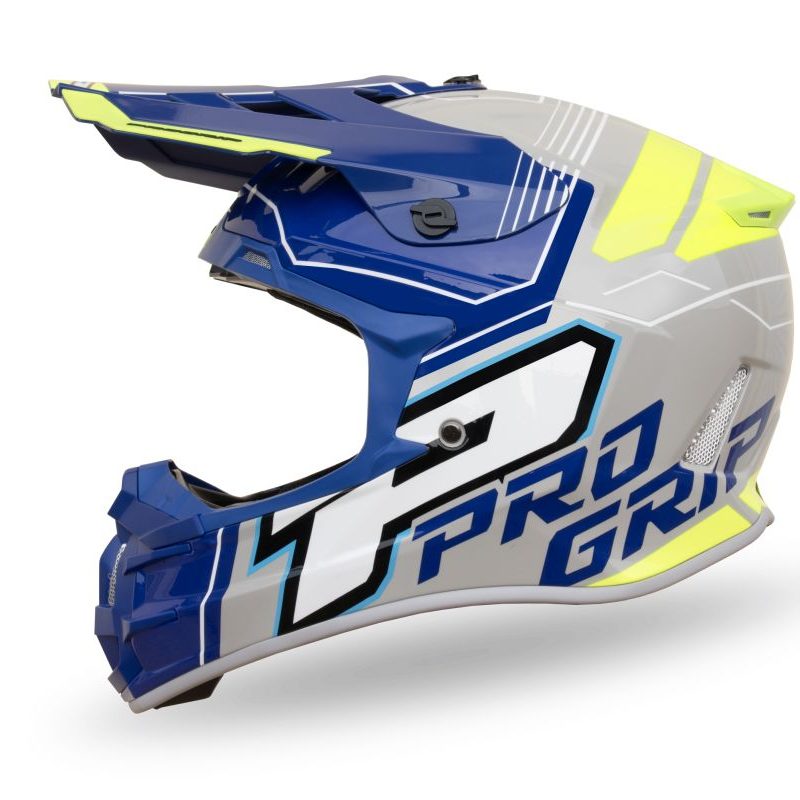 Progrip Cross PG3080 Adventure Rozm. L 3080-401 Homologacja ECE 22R06, Zapiecie DD Helmet - Blue/Grey/Fluo Yellow