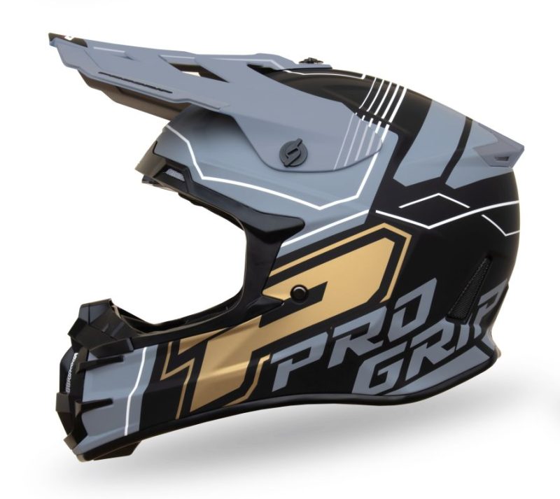 Progrip Cross PG3080 Adventure Rozm. M 3080-402 Homologacja ECE 22R06, Zapiecie DD Helmet - Black/Grey/Matte Gold