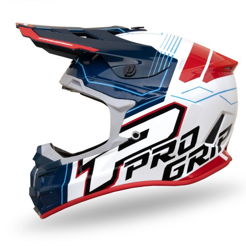 Progrip Cross PG3080 Adventure Rozm. M 3080-227 Homologacja ECE 22R06, Zapiecie DD Helmet - Blue/White/Red