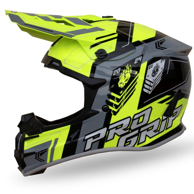 Progrip Cross PG3080 Spirits Rozm. S 380-347 Homologacja ECE 22R06, Zapiecie DD Helmet - Fluo Yellow/Black/Grey