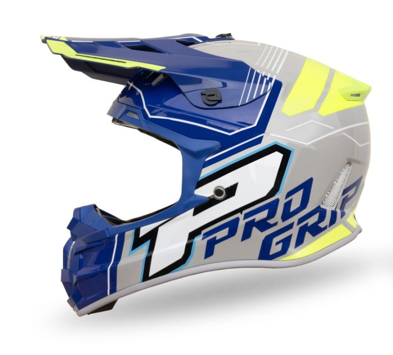 Progrip Cross PG3080 Adventure Rozm. XL 3080-401 Homologacja ECE 22R06, Zapiecie DD Helmet - Blue/Grey/Fluo Yellow
