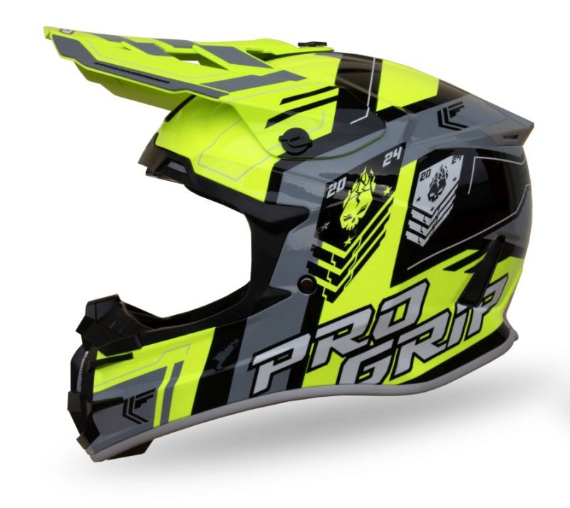Progrip Cross PG3080 Spirits Rozm. XL 380-347 Homologacja ECE 22R06, Zapiecie DD Helmet - Fluo Yellow/Black/Grey