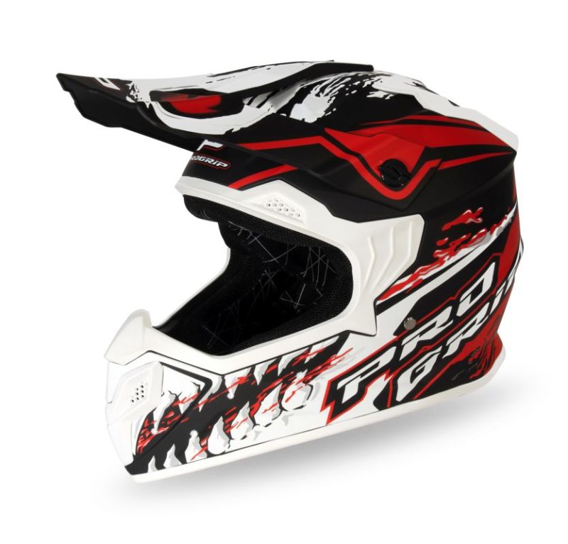 Progrip PG3009 Jurassic Cross Youth Rozm. XL 3009-149 Homologacja ECE 22R06, Zapiecie DD Helmet - White/Red/Matte Black