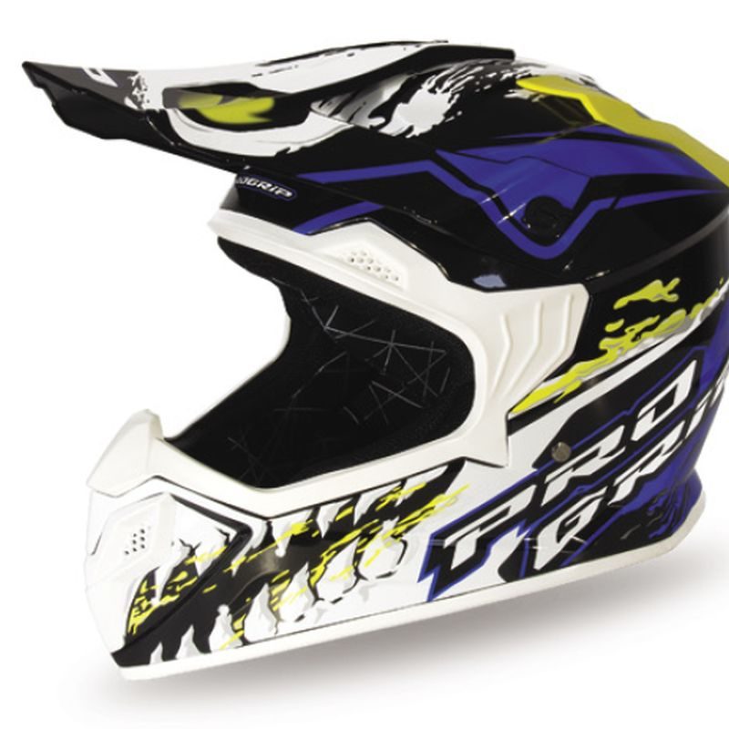 Progrip PG3009 Jurassic Cross Youth Rozm. XL 3009-361 Homologacja ECE 22R06, Zapiecie DD Helmet - White/Blue/Fluo Yellow