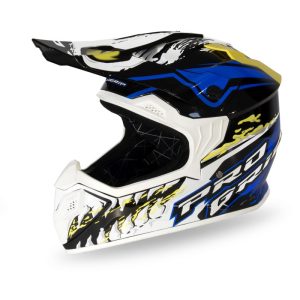 Progrip PG3009 Jurassic Cross Youth Rozm. XL 3009-361 Homologacja ECE 22R06, Zapiecie DD Helmet - White/Blue/Fluo Yellow