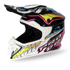 Progrip PG3009 Jurassic Cross Youth Rozm. XL 3009-382 Homologacja ECE 22R06, Zapiecie DD Helmet - White/Black/Pink/Seledynowy