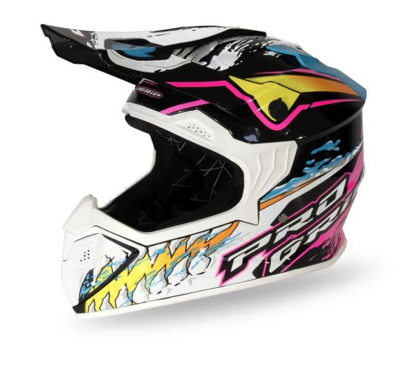 Progrip PG3009 Jurassic Cross Youth Rozm. XL 3009-382 Homologacja ECE 22R06, Zapiecie DD Helmet - White/Black/Pink/Seledynowy