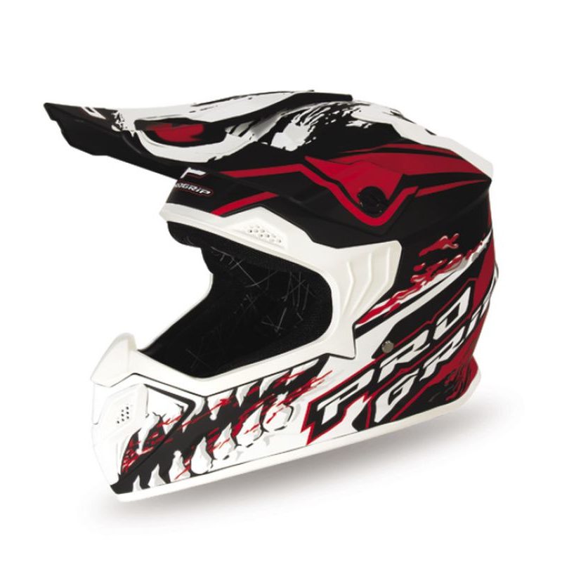 Progrip PG3009 Jurassic Cross Youth Rozm. XL 3009-149 Homologacja ECE 22R06, Zapiecie DD Helmet - White/Red/Matte Black